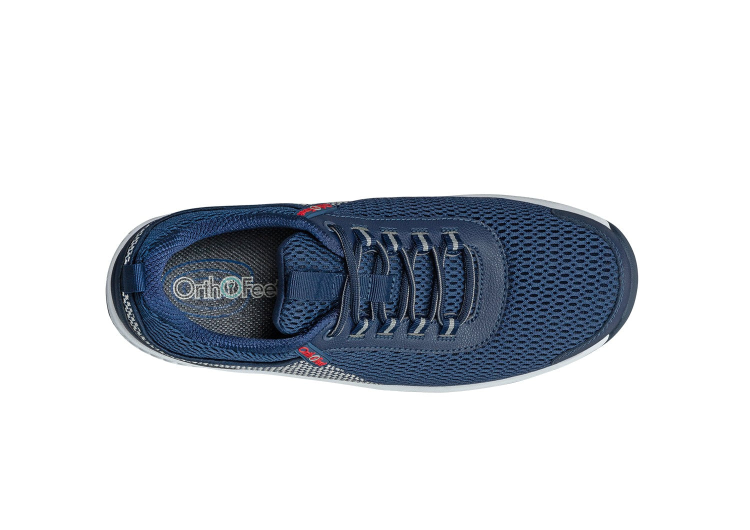 Orthofeet Edgewater Stretch Supportive Arch-Relief Men's Sneakers - Blue - Bird's Eye View - 6