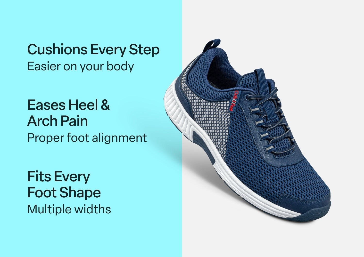 Orthofeet Edgewater Stretch Supportive Arch-Relief Men's Sneakers - Blue - Comfort Benefits - 3