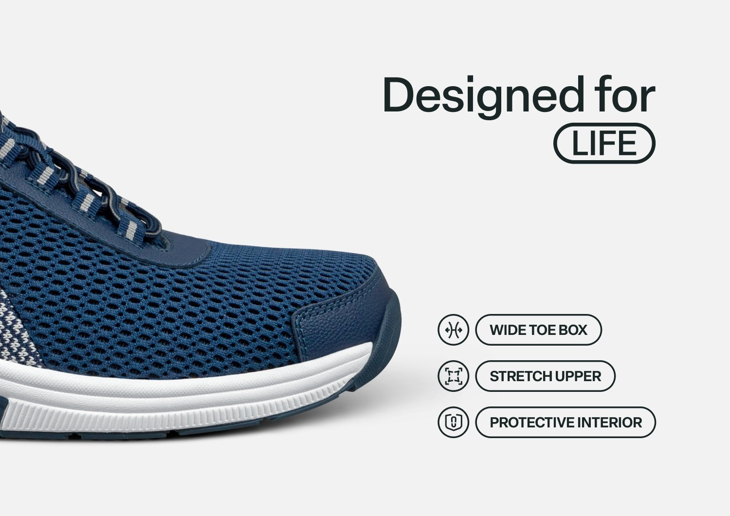 Orthofeet Edgewater Stretch Supportive Arch-Relief Men's Sneakers - Blue - Feature Detail - 5