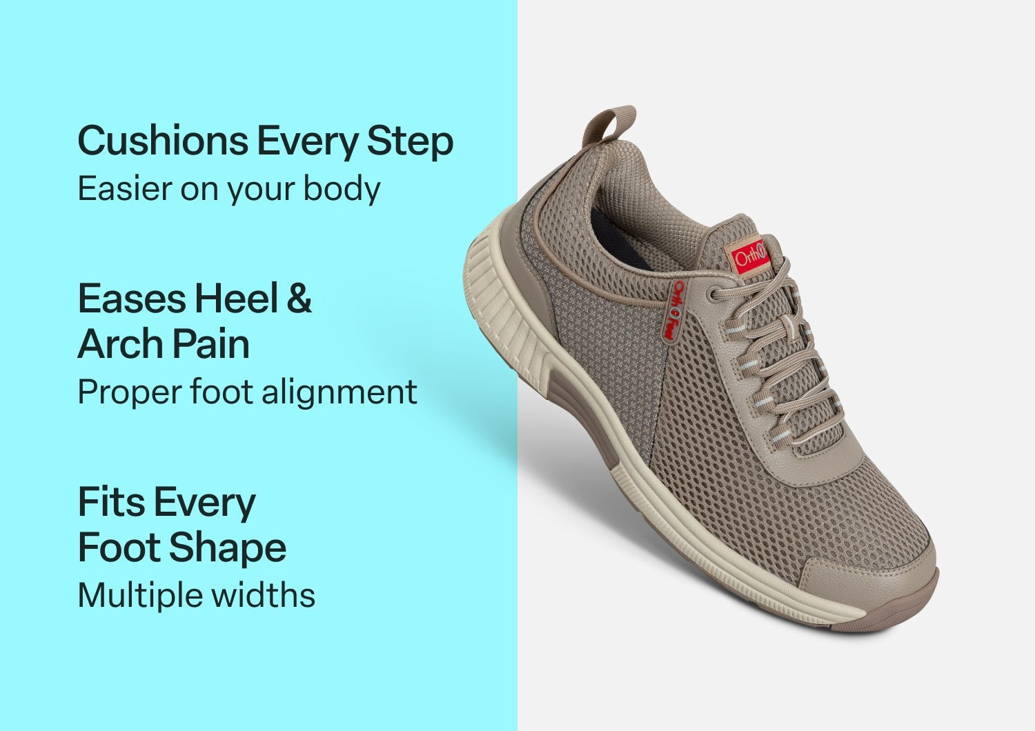 Orthofeet Edgewater Stretch Supportive Arch-Relief Men's Sneakers - Taupe - Comfort Benefits - 3