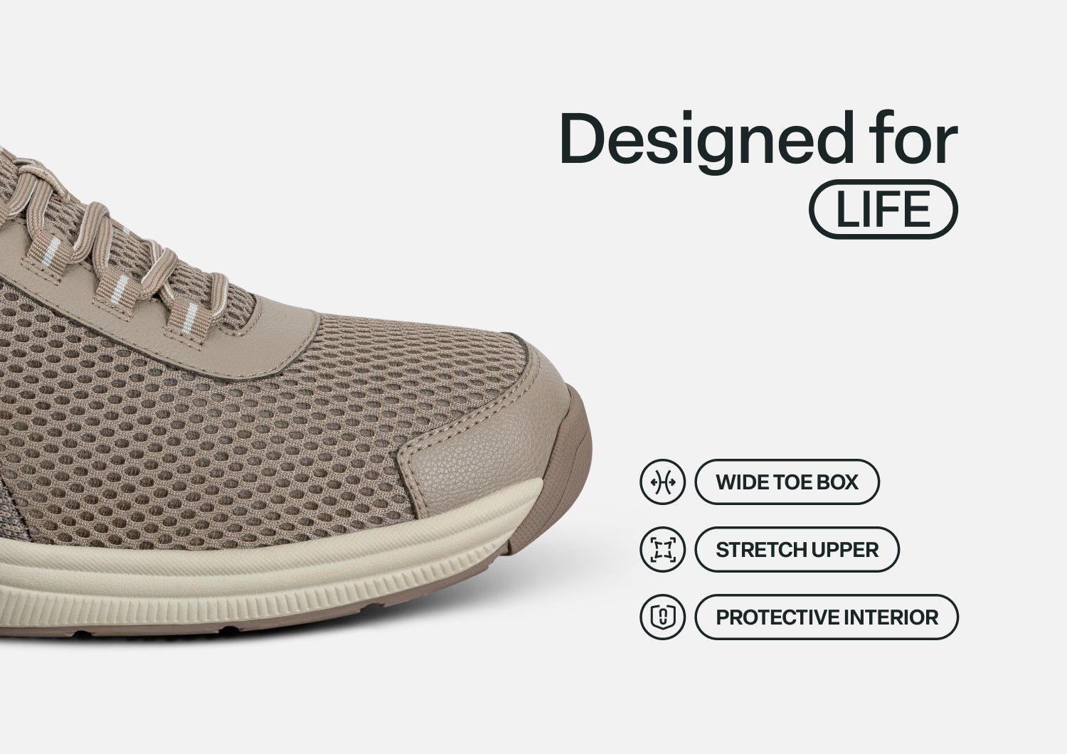 Orthofeet Edgewater Stretch Supportive Arch-Relief Men's Sneakers - Taupe - Feature Detail - 5
