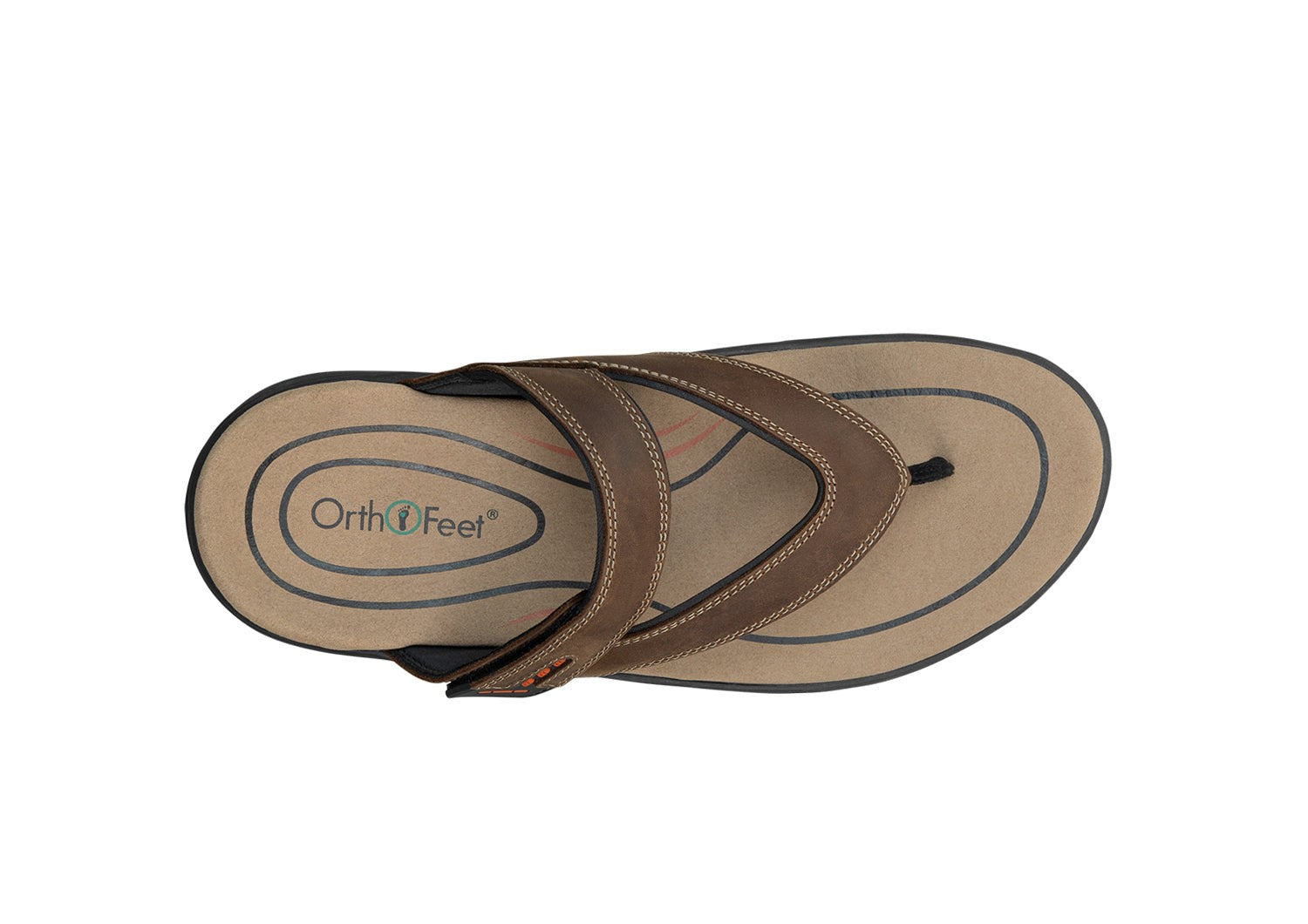 Orthofeet Eldorado Supportive Adjustable Comfort Men's Sandals - Brown - Bird's Eye View - 6