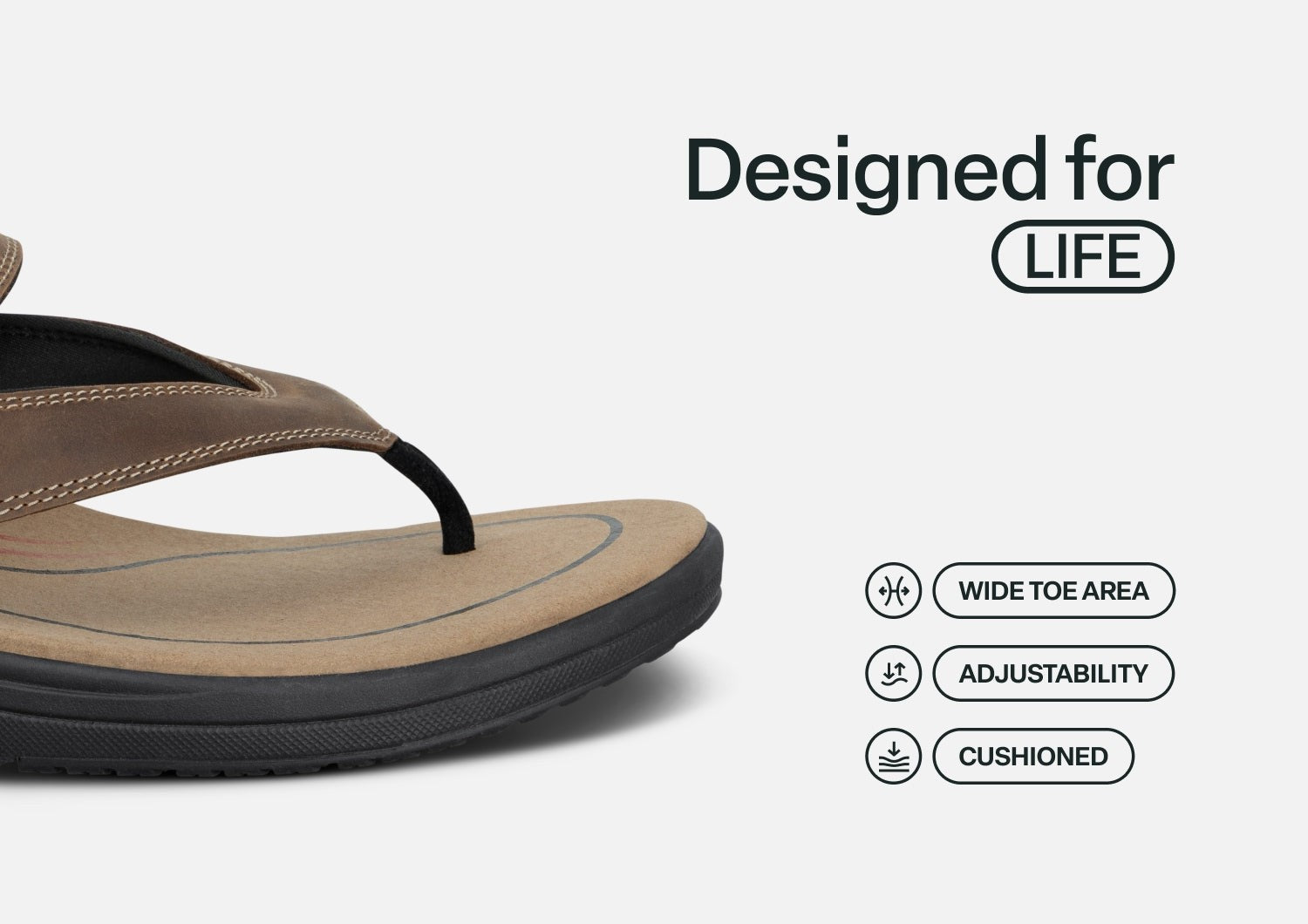 Orthofeet Eldorado Supportive Adjustable Comfort Men's Sandals - Brown - Feature Detail - 5