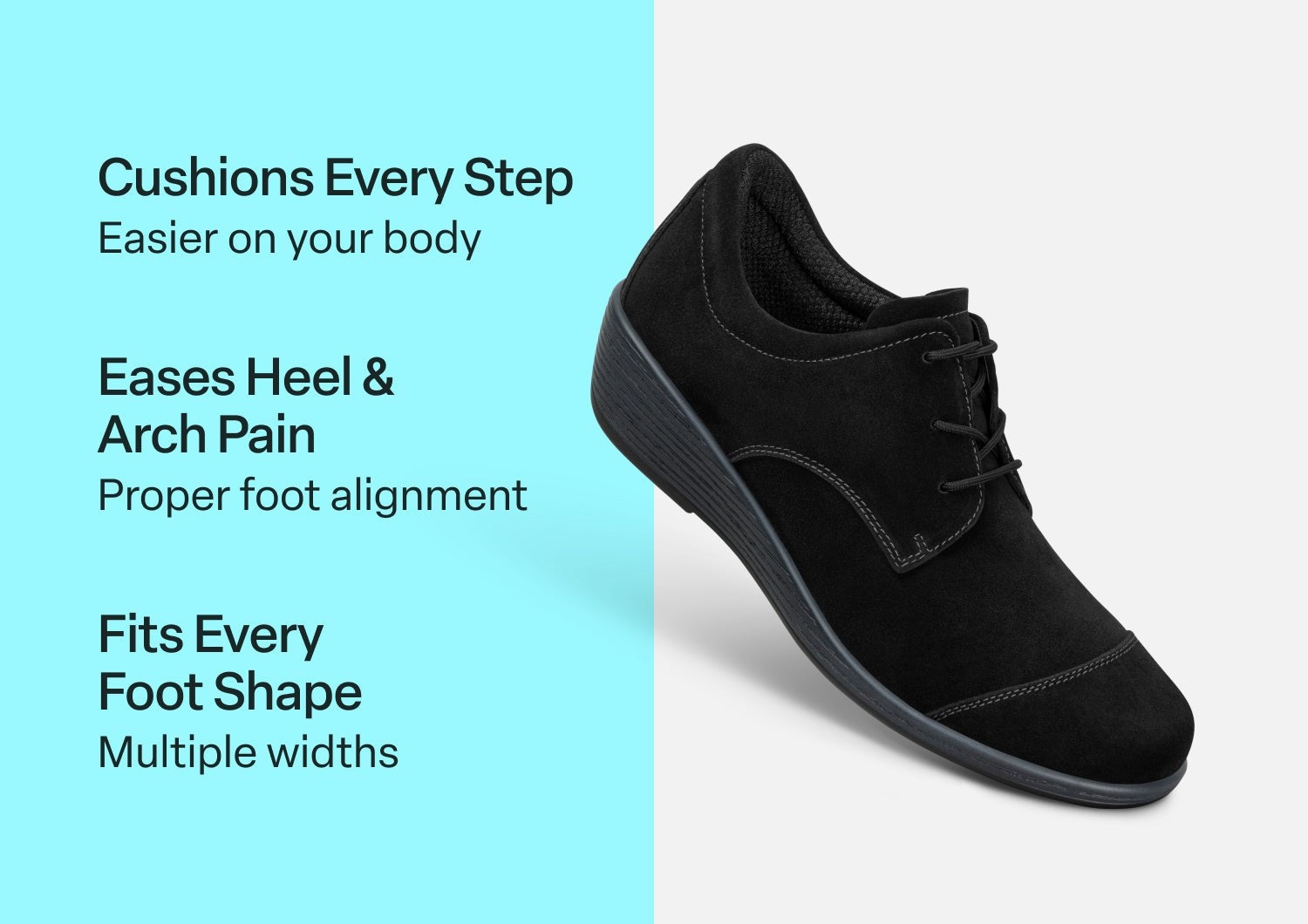 Orthofeet Eleanor Women's Casual - Black - Comfort Benefits - 3