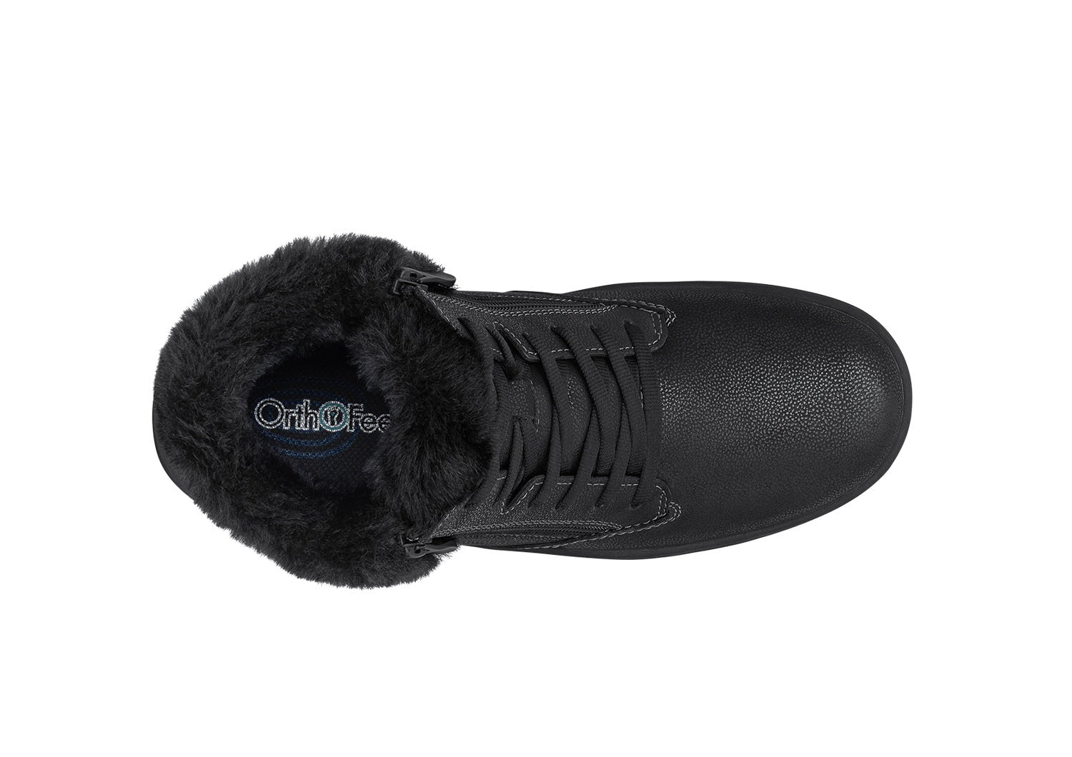 Orthofeet Elin Cushioned Arch Support Women's Boots - Black/black - Bird's Eye View - 6