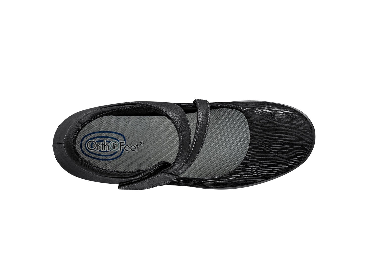 Orthofeet Ella Cushioned Support Women's Mary Jane - Black - Bird's Eye View - 6