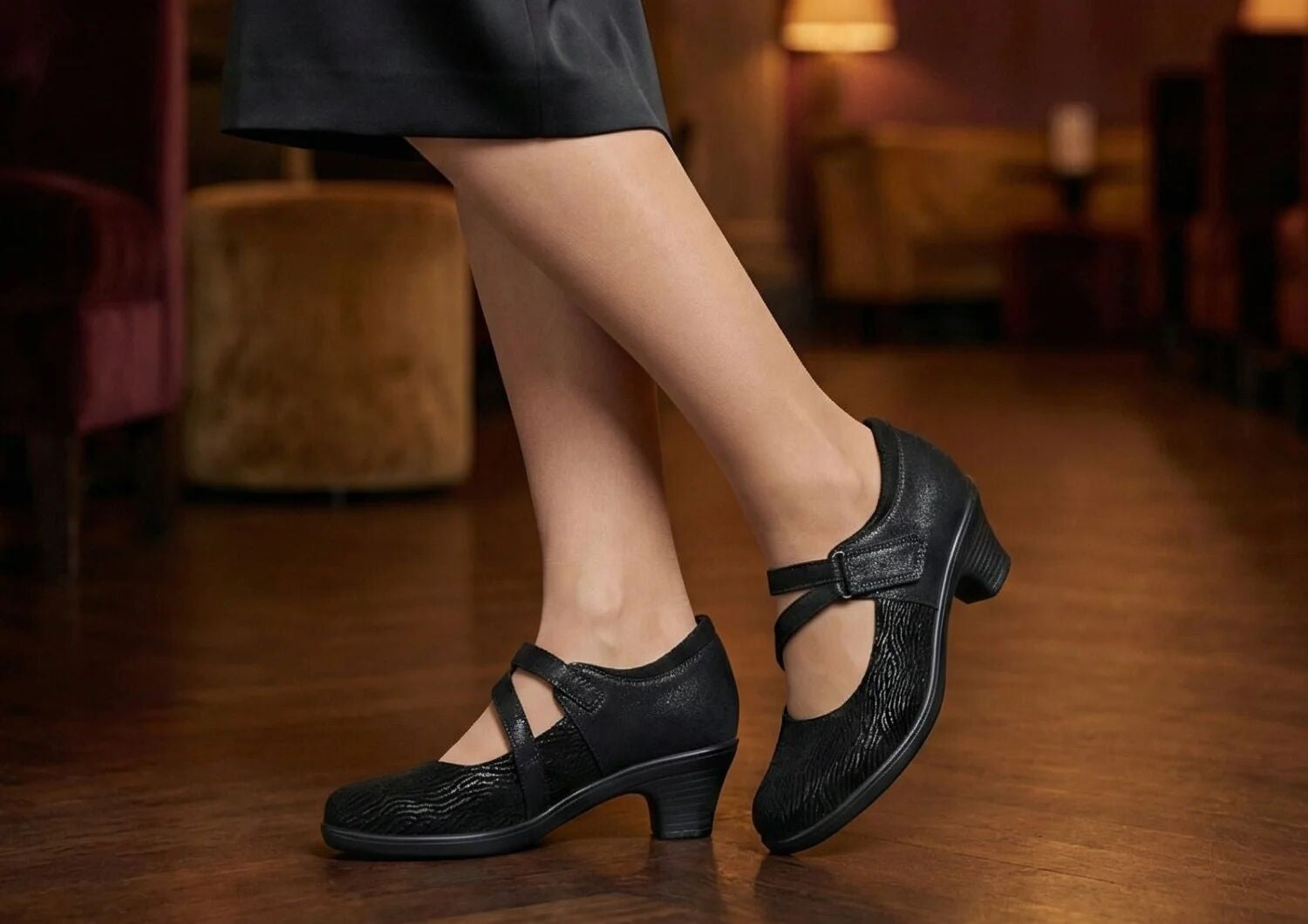 Orthofeet Ella Cushioned Support Women's Mary Jane - Black - Lifestyle View - 8