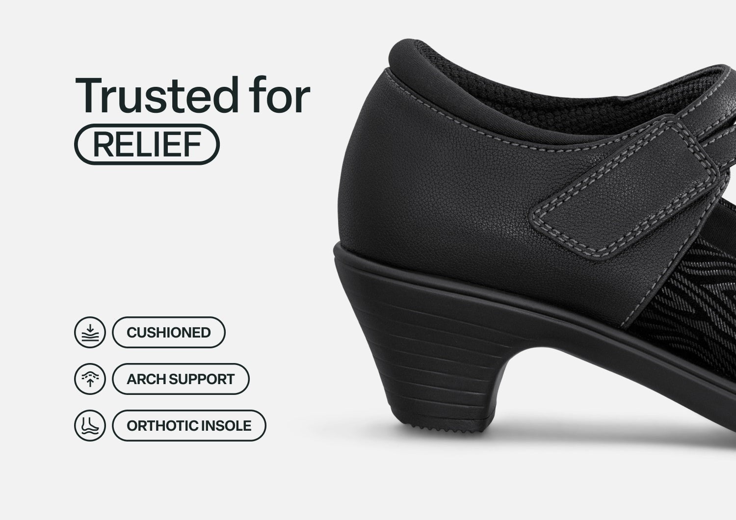 Orthofeet Ella Cushioned Support Women's Mary Jane - Black - Feature Detail - 4