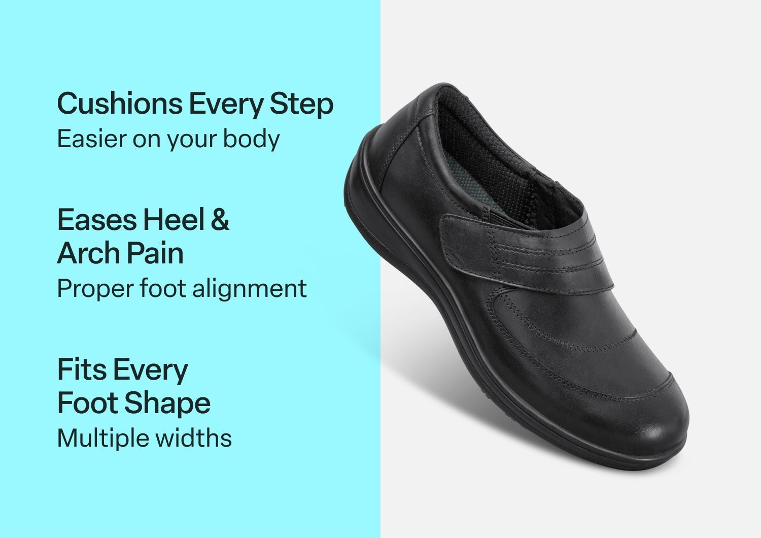 Orthofeet Emily Supportive Comfort Women's Dress - Black - Comfort Benefits - 3