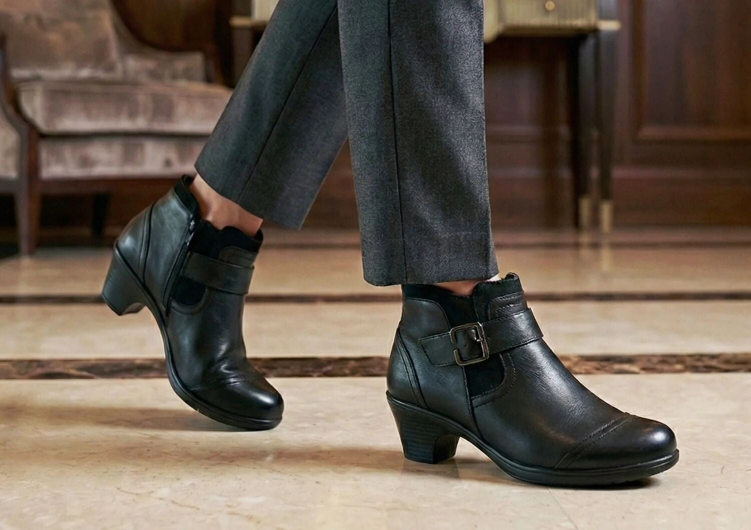 Orthofeet Emma Supportive Comfort Women's Boots - Black - Lifestyle View - 8