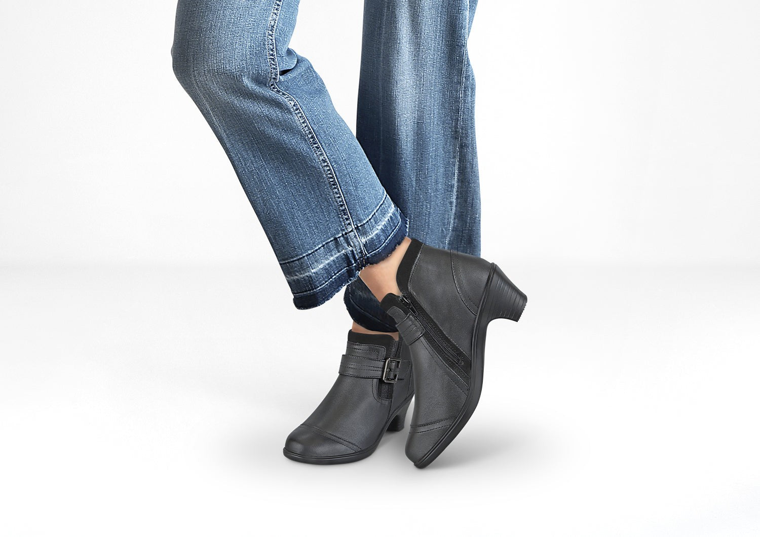 Orthofeet Emma Supportive Comfort Women's Boots - Black - Lifestyle View - 2