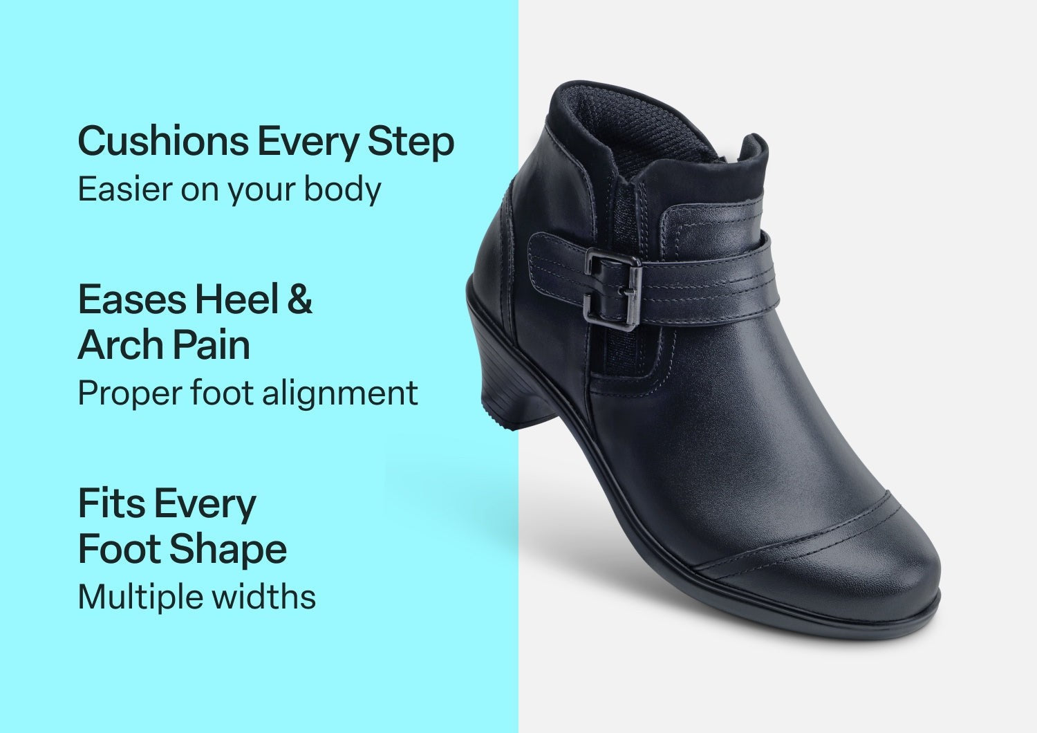 Orthofeet Emma Supportive Comfort Women's Boots - Black - Comfort Benefits - 3