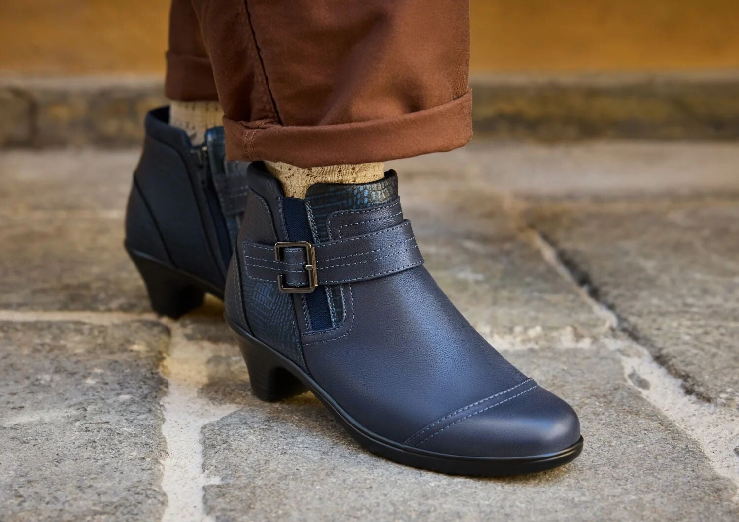 Orthofeet Emma Supportive Comfort Women's Boots - Navy - Lifestyle View - 8