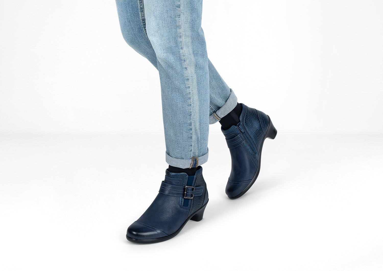 Orthofeet Emma Supportive Comfort Women's Boots - Navy - Lifestyle View - 2