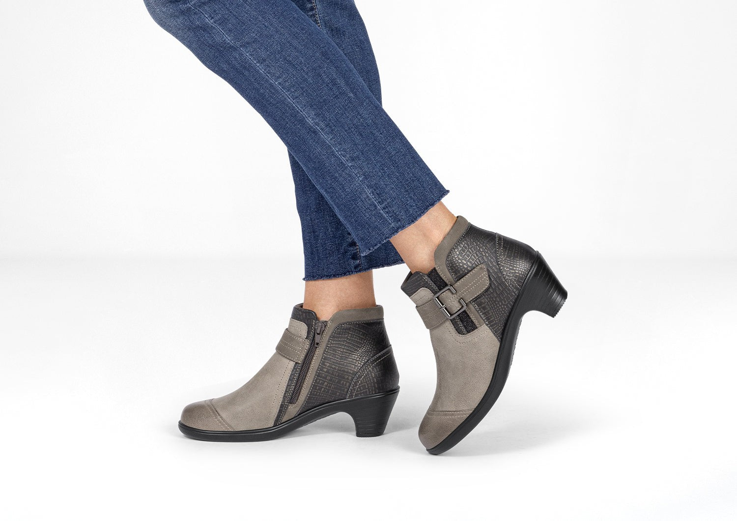 Orthofeet Emma Supportive Comfort Women's Boots - Taupe - Lifestyle View - 2