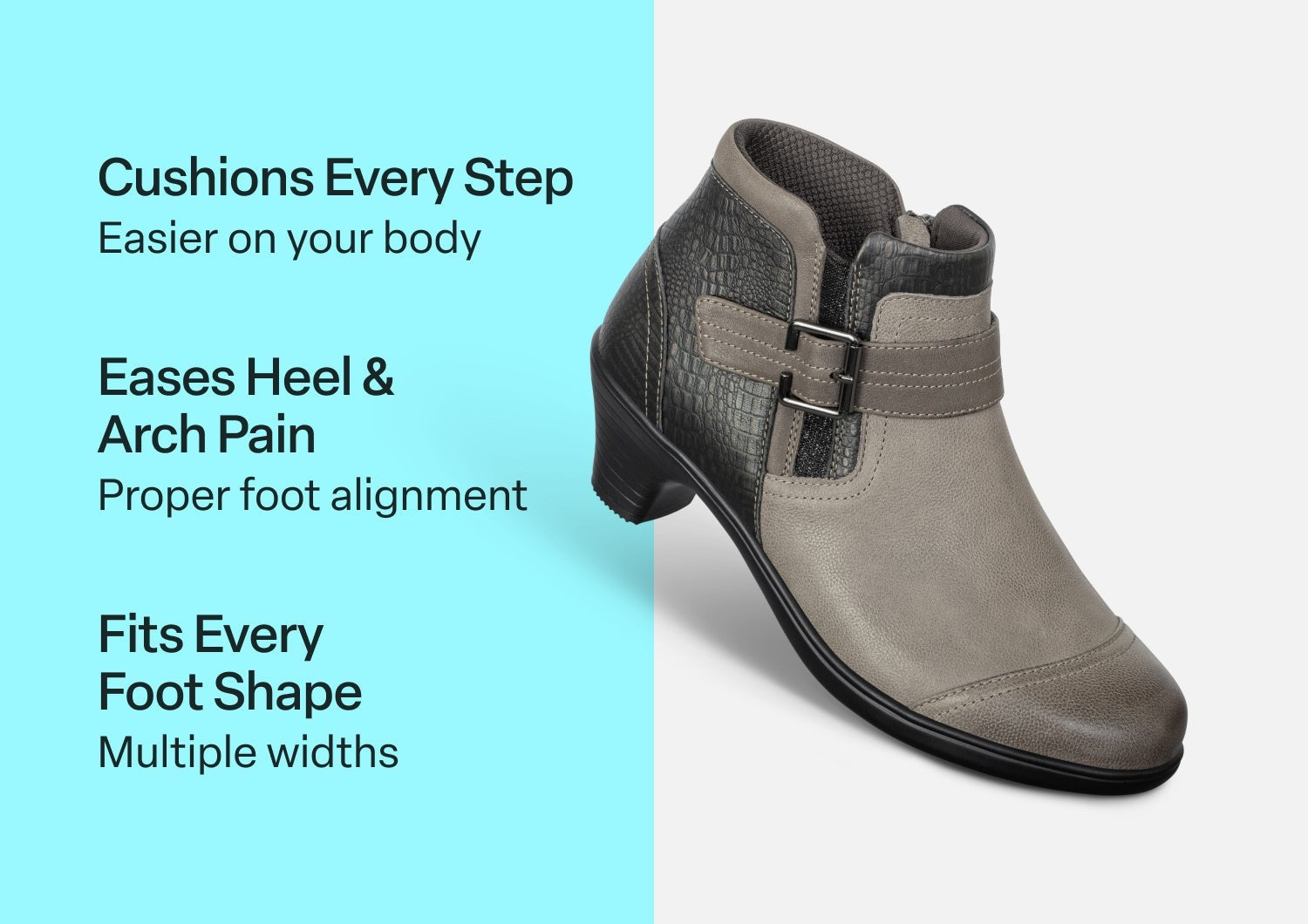 Orthofeet Emma Supportive Comfort Women's Boots - Taupe - Comfort Benefits - 3