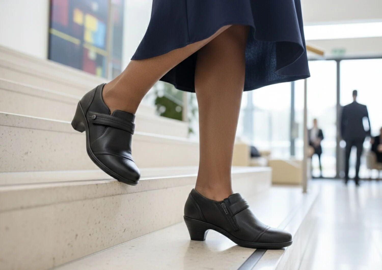 Orthofeet Eva Supportive Arch Comfort Women's Dress - Black Leather - Lifestyle View - 8