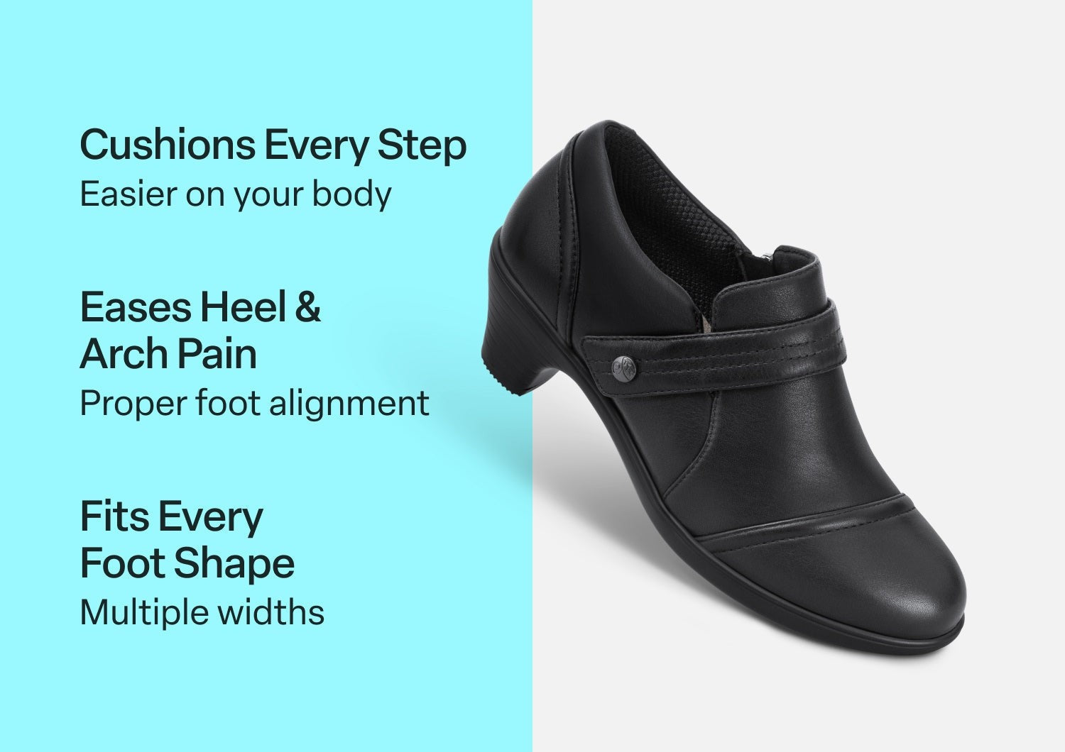 Orthofeet Eva Supportive Arch Comfort Women's Dress - Black Leather - Comfort Benefits - 3