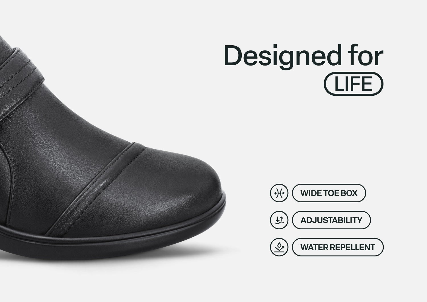 Orthofeet Eva Supportive Arch Comfort Women's Dress - Black Leather - Feature Detail - 5