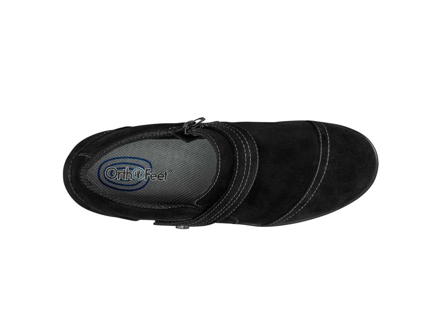Orthofeet Eva Supportive Arch Comfort Women's Dress - Black Suede - Bird's Eye View - 6