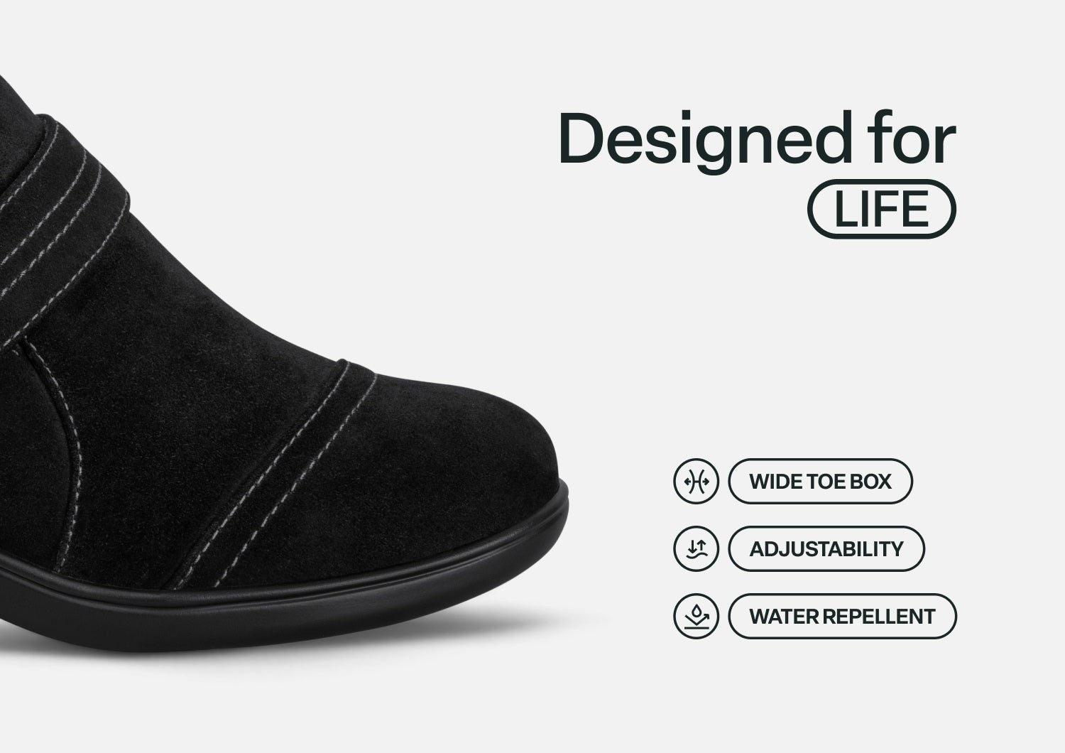 Orthofeet Eva Supportive Arch Comfort Women's Dress - Black Suede - Feature Detail - 5