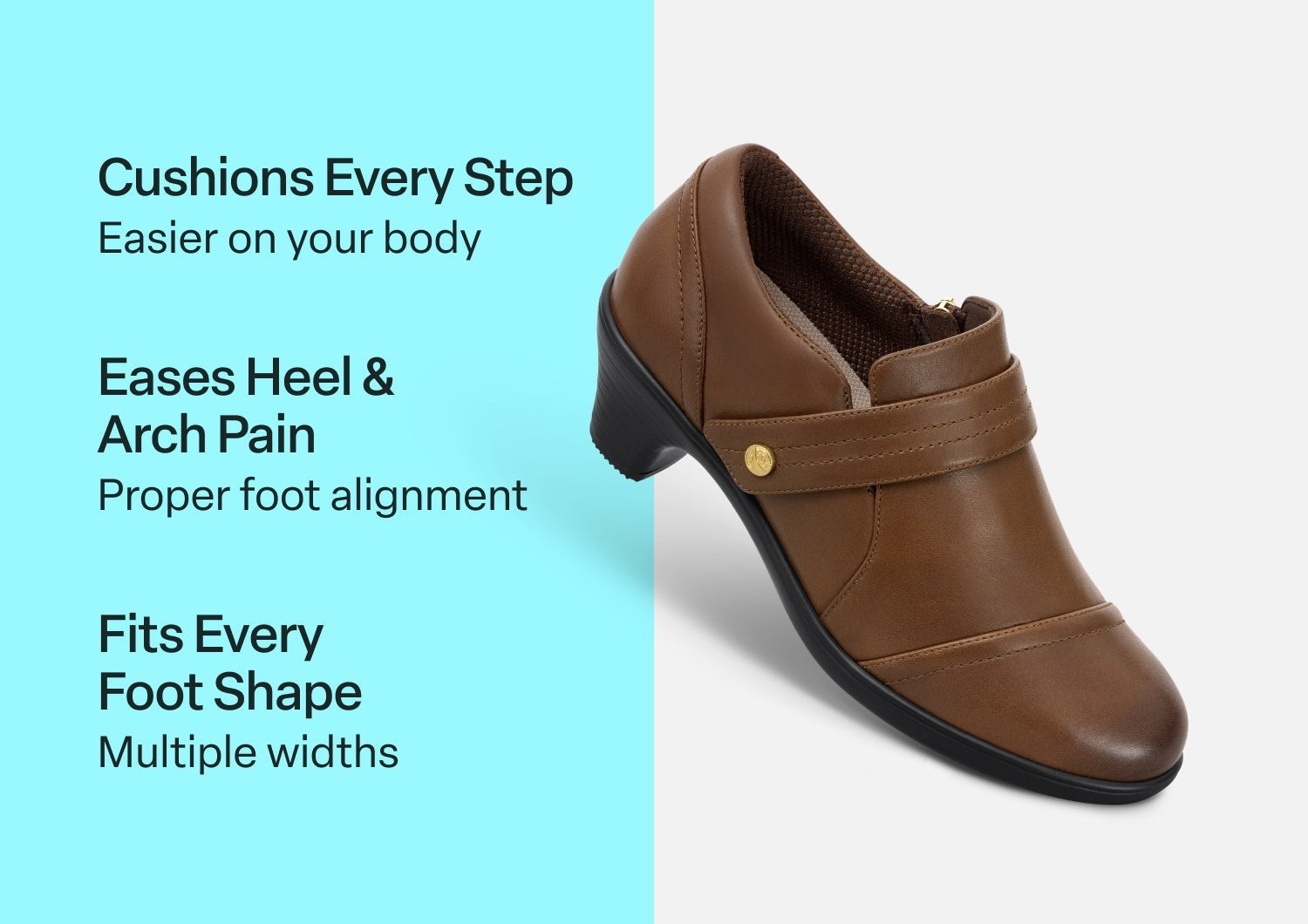 Orthofeet Eva Supportive Arch Comfort Women's Dress - Brown - Comfort Benefits - 3