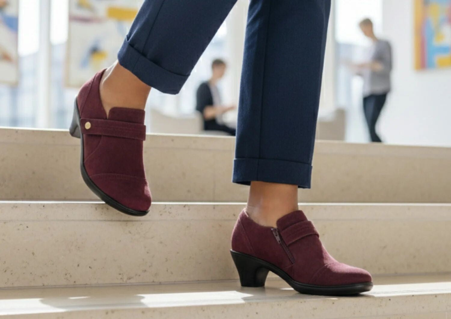 Orthofeet Eva Supportive Arch Comfort Women's Dress - Merlot - Lifestyle View - 8