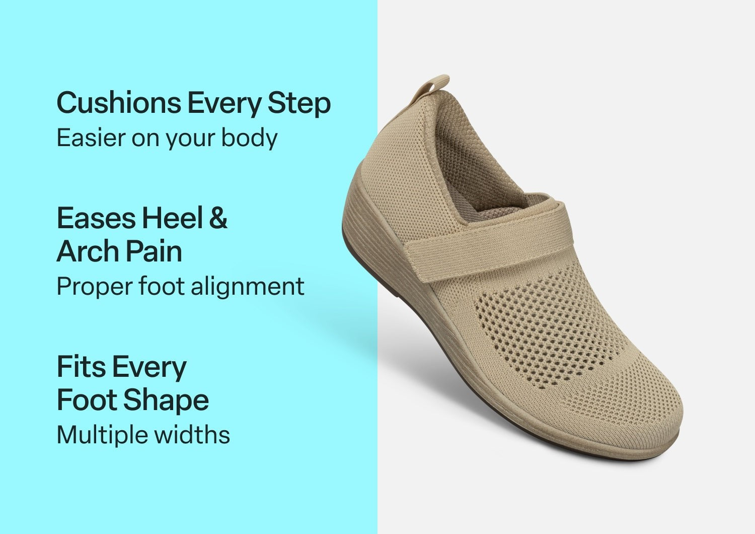 Orthofeet Eve Supportive Comfort Women's Casual Wedge - Beige - Comfort Benefits - 3
