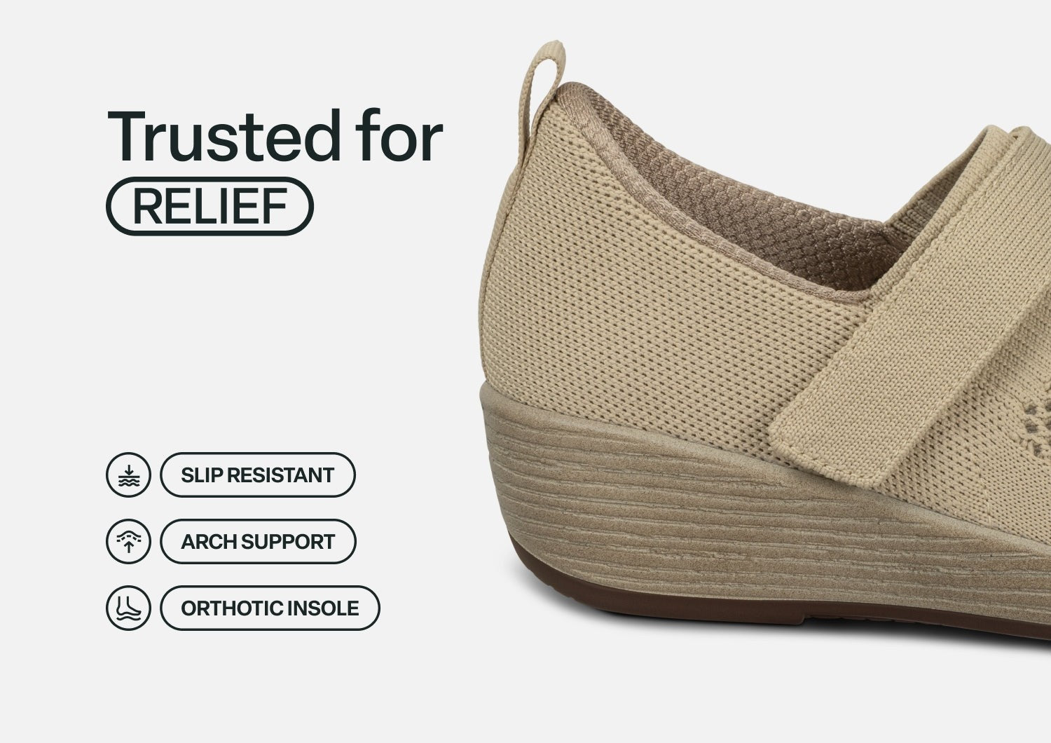 Orthofeet Eve Supportive Comfort Women's Casual Wedge - Beige - Feature Detail - 4
