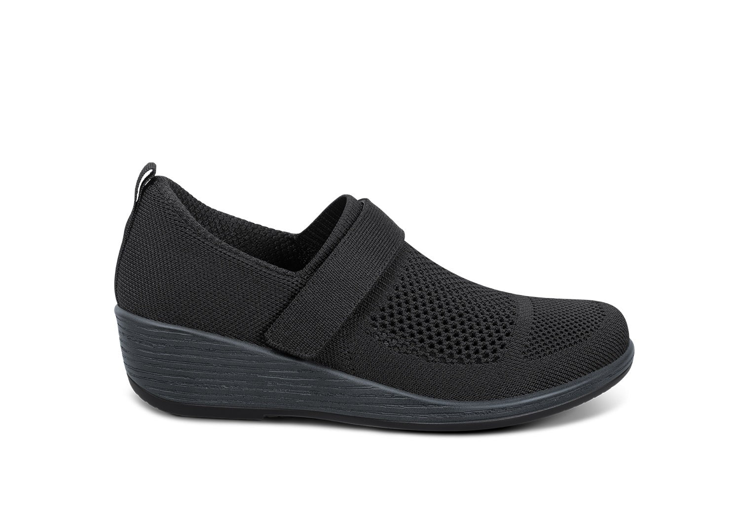 Orthofeet Eve Supportive Comfort Women's Casual Wedge - Black - Product View - 1