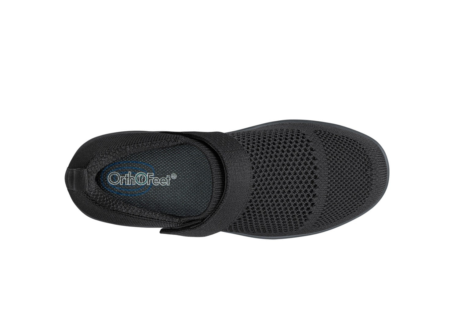 Orthofeet Eve Supportive Comfort Women's Casual Wedge - Black - Bird's Eye View - 6