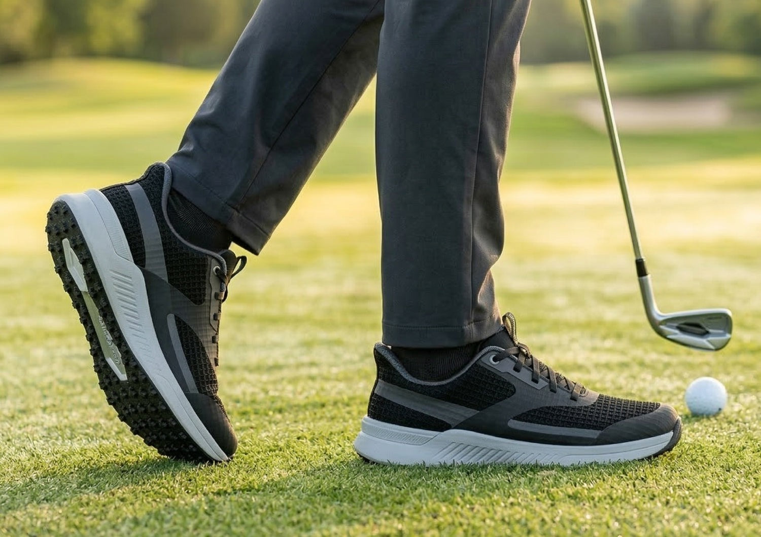 Orthofeet Fairway Hands-Free Golf Supportive Slip-On Men's Sneakers - Black/gray - Product View - 2