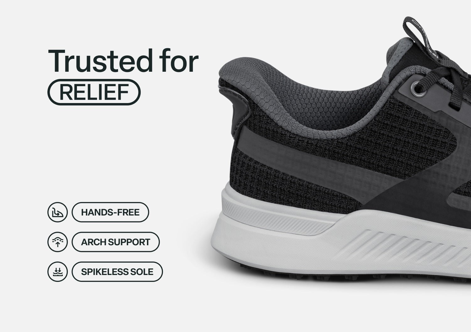 Orthofeet Fairway Hands-Free Golf Supportive Slip-On Men's Sneakers - Black/gray - Feature Detail - 4