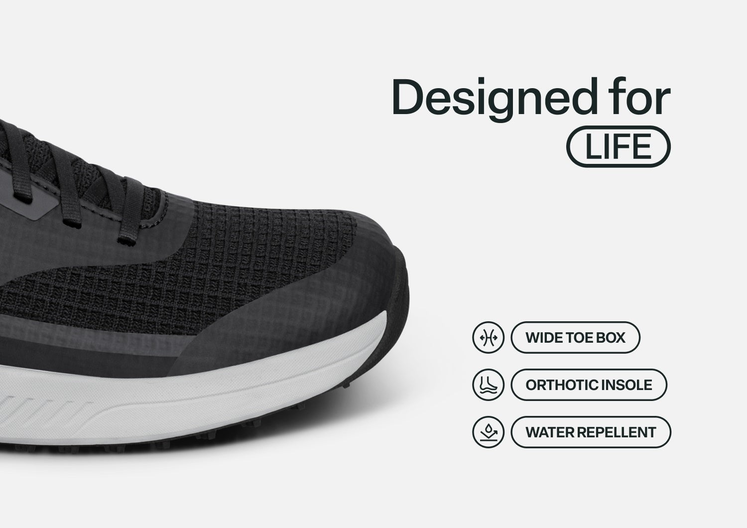 Orthofeet Fairway Hands-Free Golf Supportive Slip-On Men's Sneakers - Black/gray - Feature Detail - 5