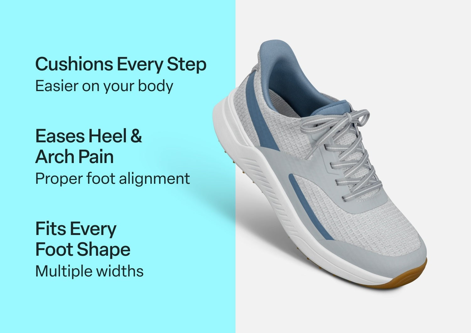 Orthofeet Fairway Hands-Free Golf Supportive Slip-On Men's Sneakers - Blue/white/gray - Comfort Benefits - 2