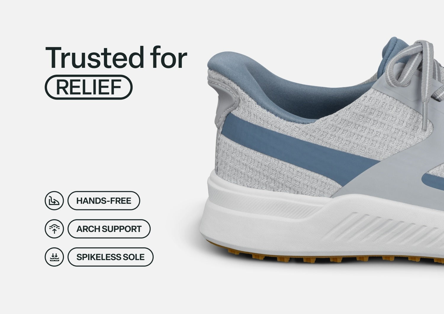 Orthofeet Fairway Hands-Free Golf Supportive Slip-On Men's Sneakers - Blue/white/gray - Feature Detail - 3