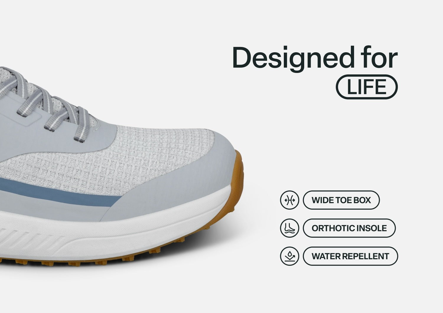 Orthofeet Fairway Hands-Free Golf Supportive Slip-On Men's Sneakers - Blue/white/gray - Feature Detail - 4