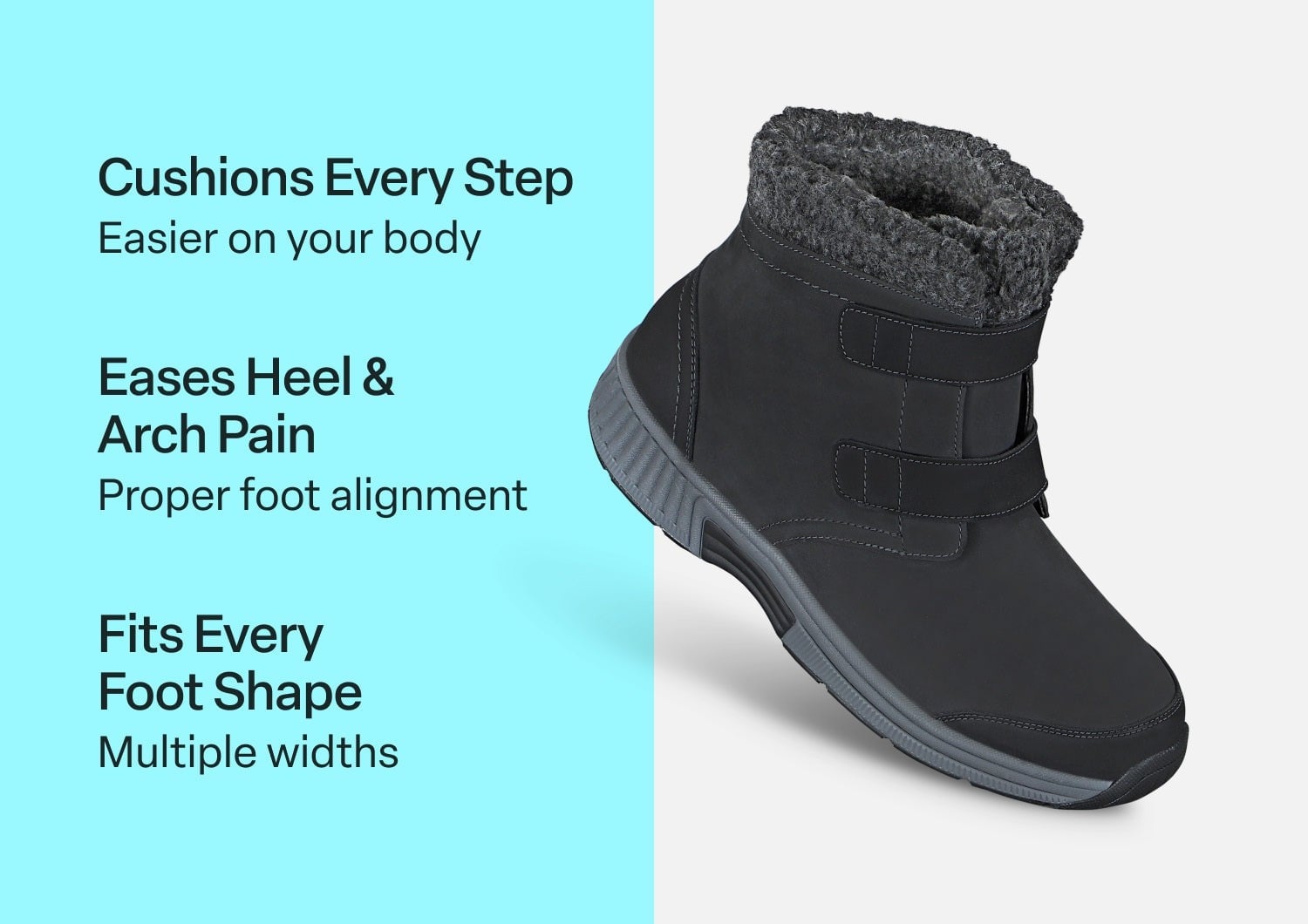Orthofeet Florence Waterproof Cushioned Support Women's Boots - Black - Comfort Benefits - 3
