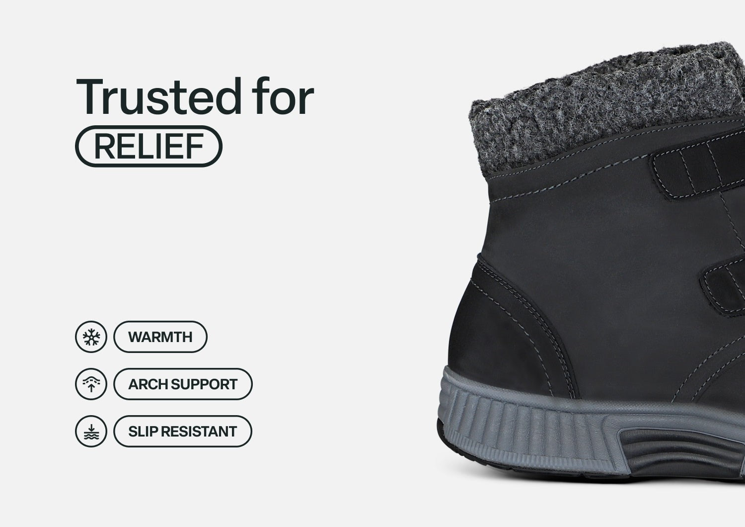 Orthofeet Florence Waterproof Cushioned Support Women's Boots - Black - Feature Detail - 4