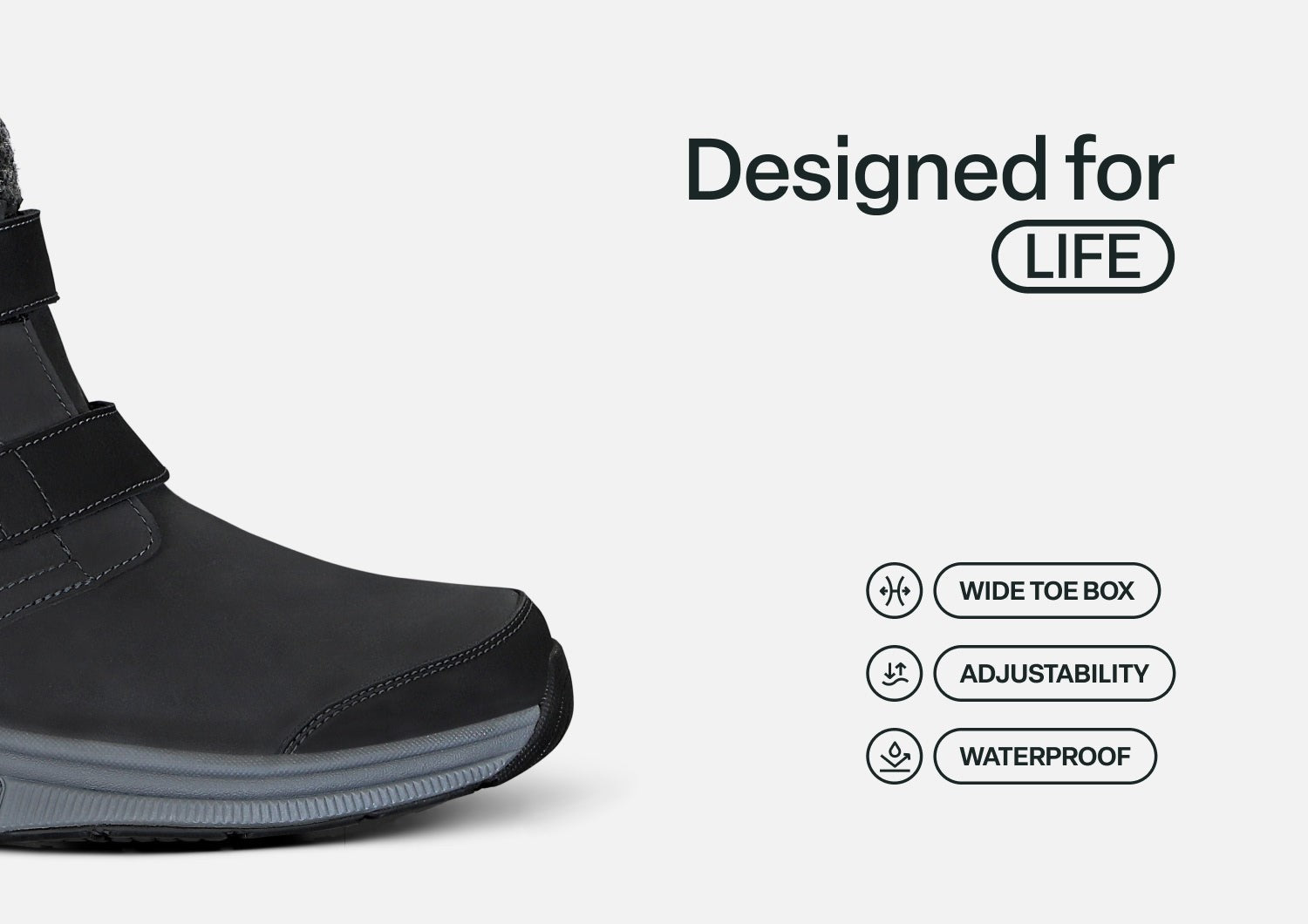 Orthofeet Florence Waterproof Cushioned Support Women's Boots - Black - Feature Detail - 5