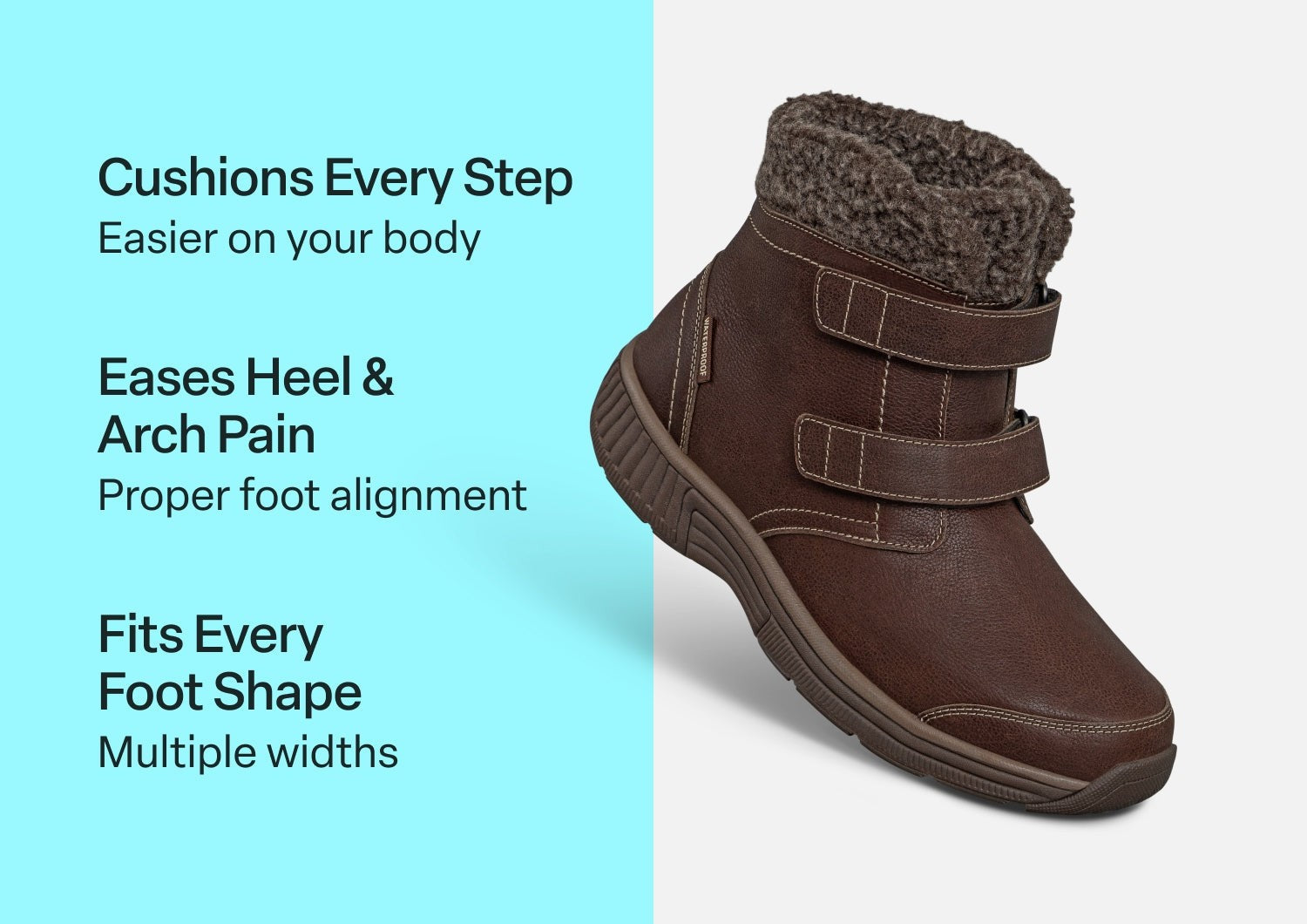 Orthofeet Florence Waterproof Cushioned Support Women's Boots - Brown - Comfort Benefits - 3