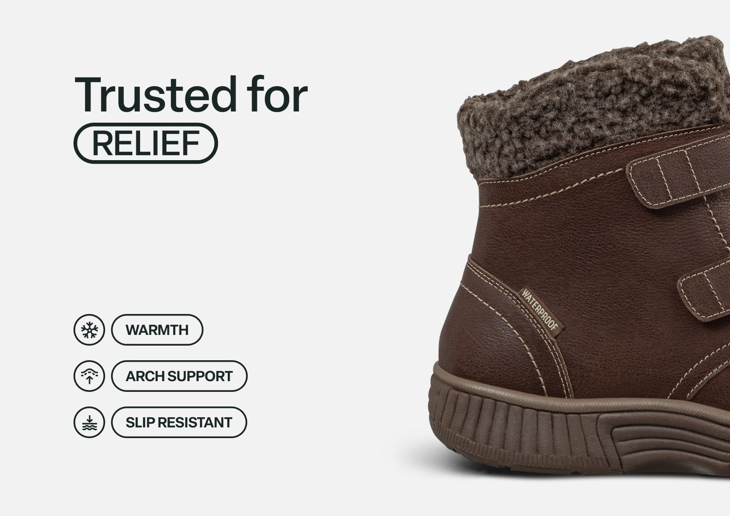 Orthofeet Florence Waterproof Cushioned Support Women's Boots - Brown - Feature Detail - 4