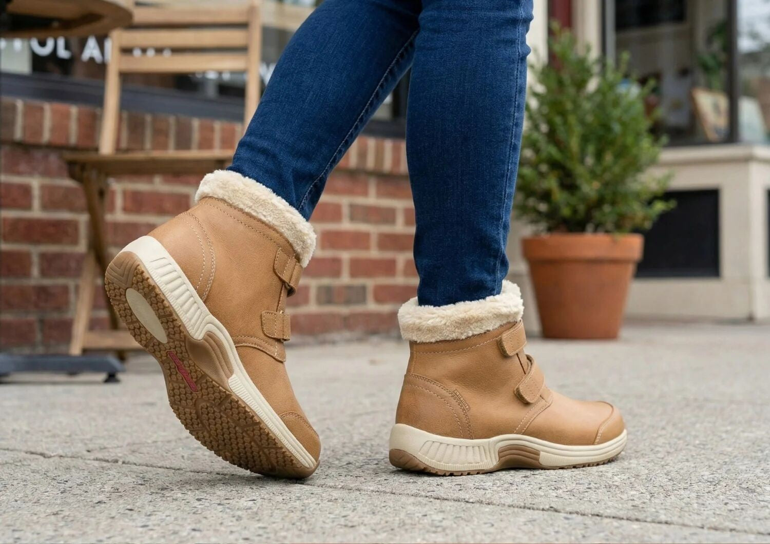 Orthofeet Florence Waterproof Cushioned Support Women's Boots - Camel - Lifestyle View - 8