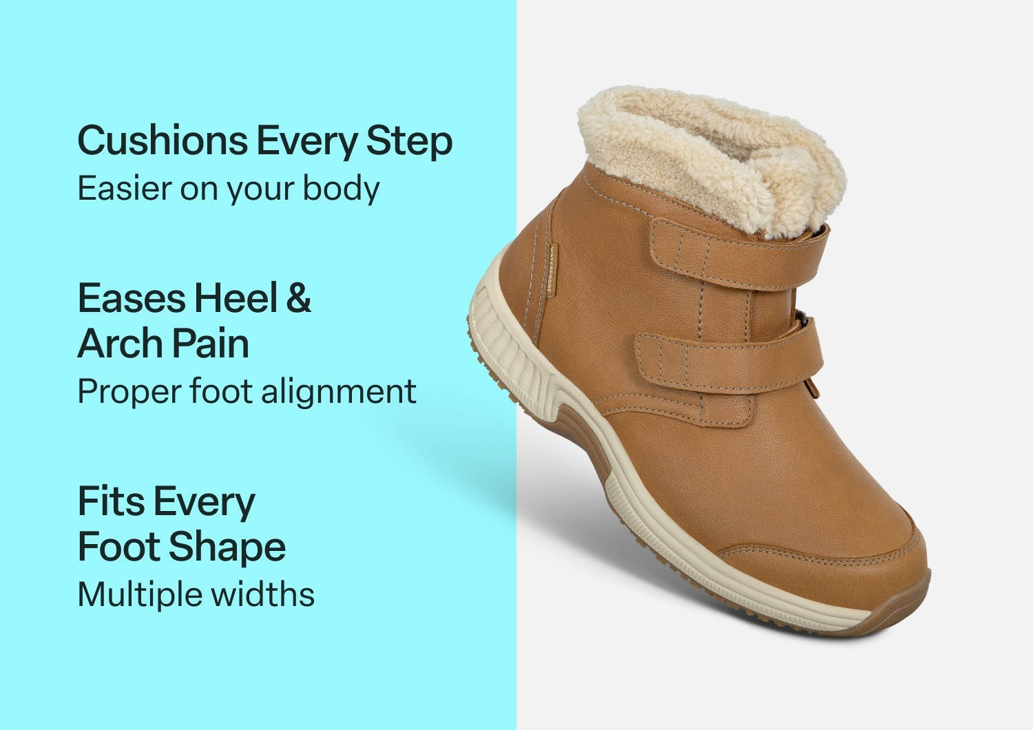 Orthofeet Florence Waterproof Cushioned Support Women's Boots - Camel - Comfort Benefits - 3