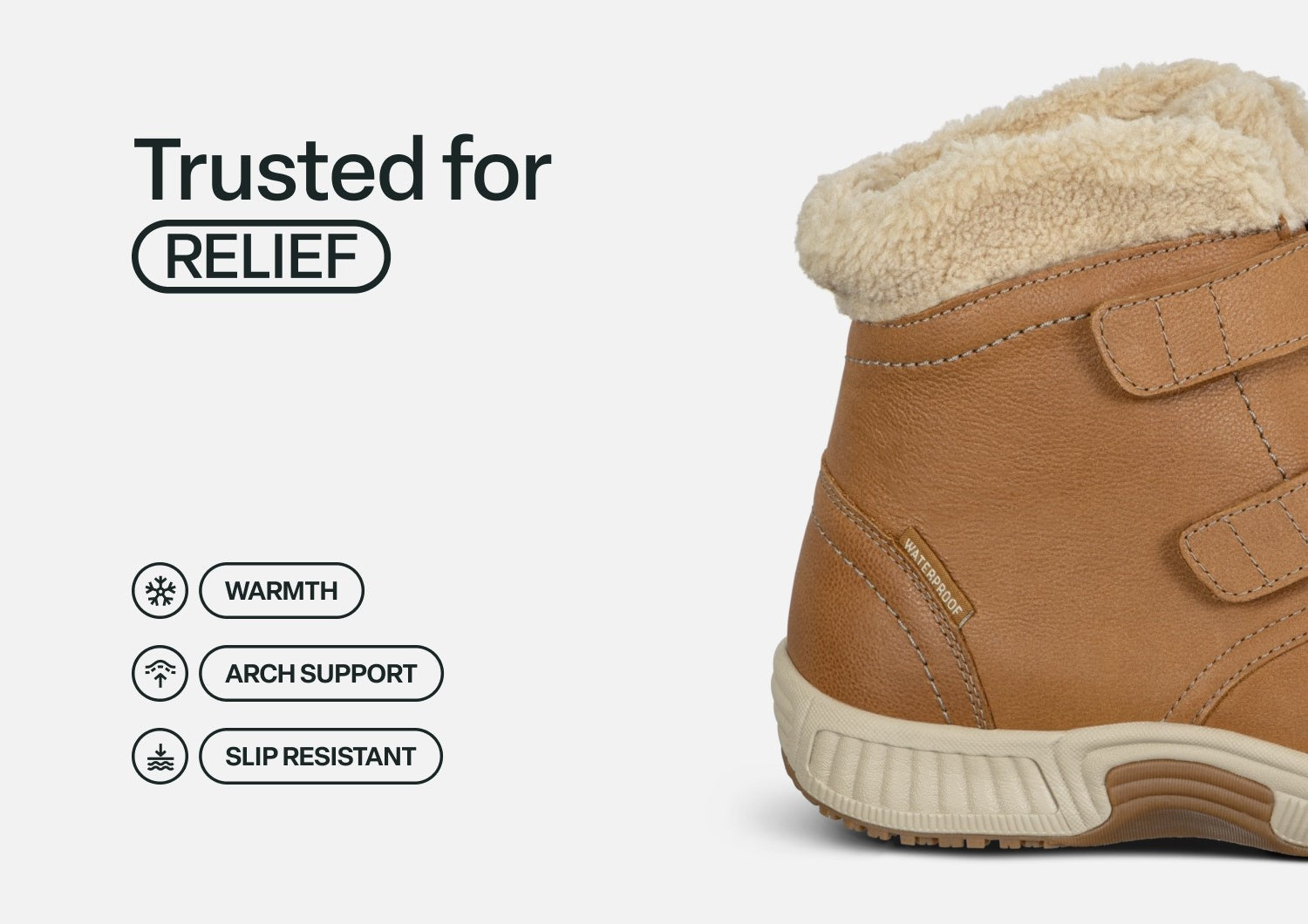 Orthofeet Florence Waterproof Cushioned Support Women's Boots - Camel - Feature Detail - 4