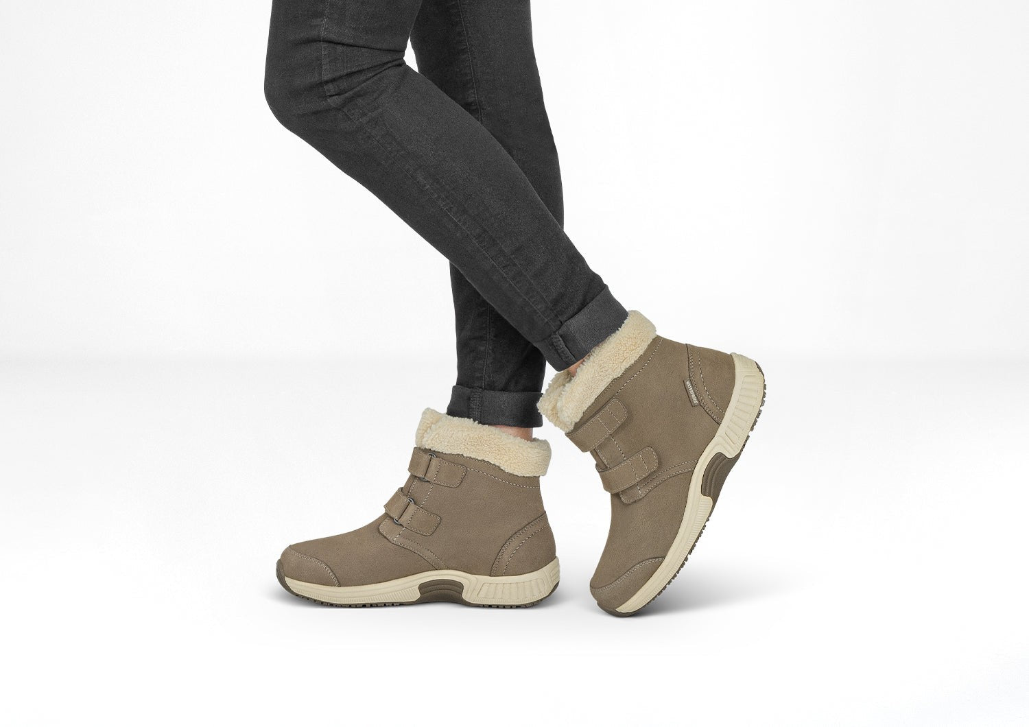 Orthofeet Florence Waterproof Cushioned Support Women's Boots - Taupe - Lifestyle View - 2