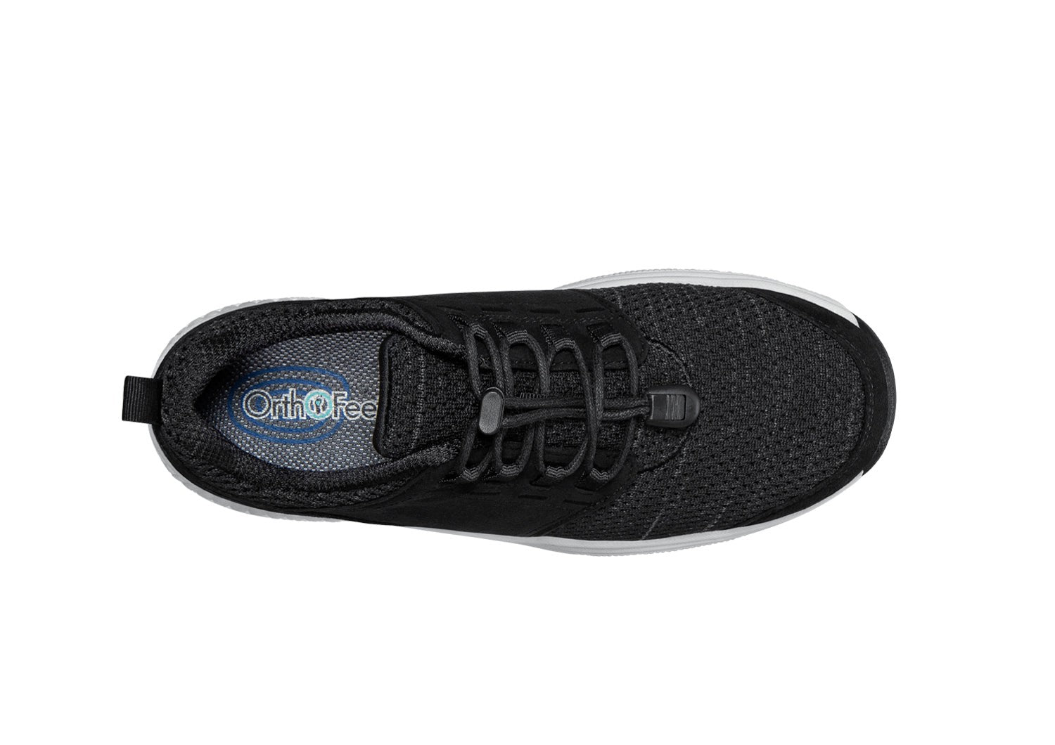 Orthofeet Francis No-Tie Stretch Cushioned Support Women's Sneakers - Black - Bird's Eye View - 6