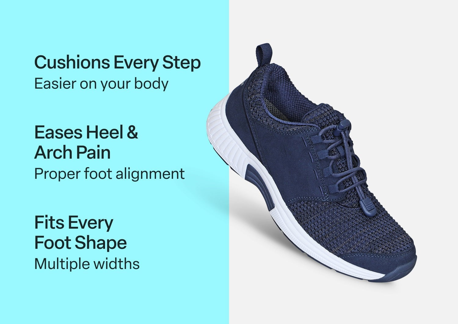 Orthofeet Francis No-Tie Stretch Cushioned Support Women's Sneakers - Blue - Comfort Benefits - 3