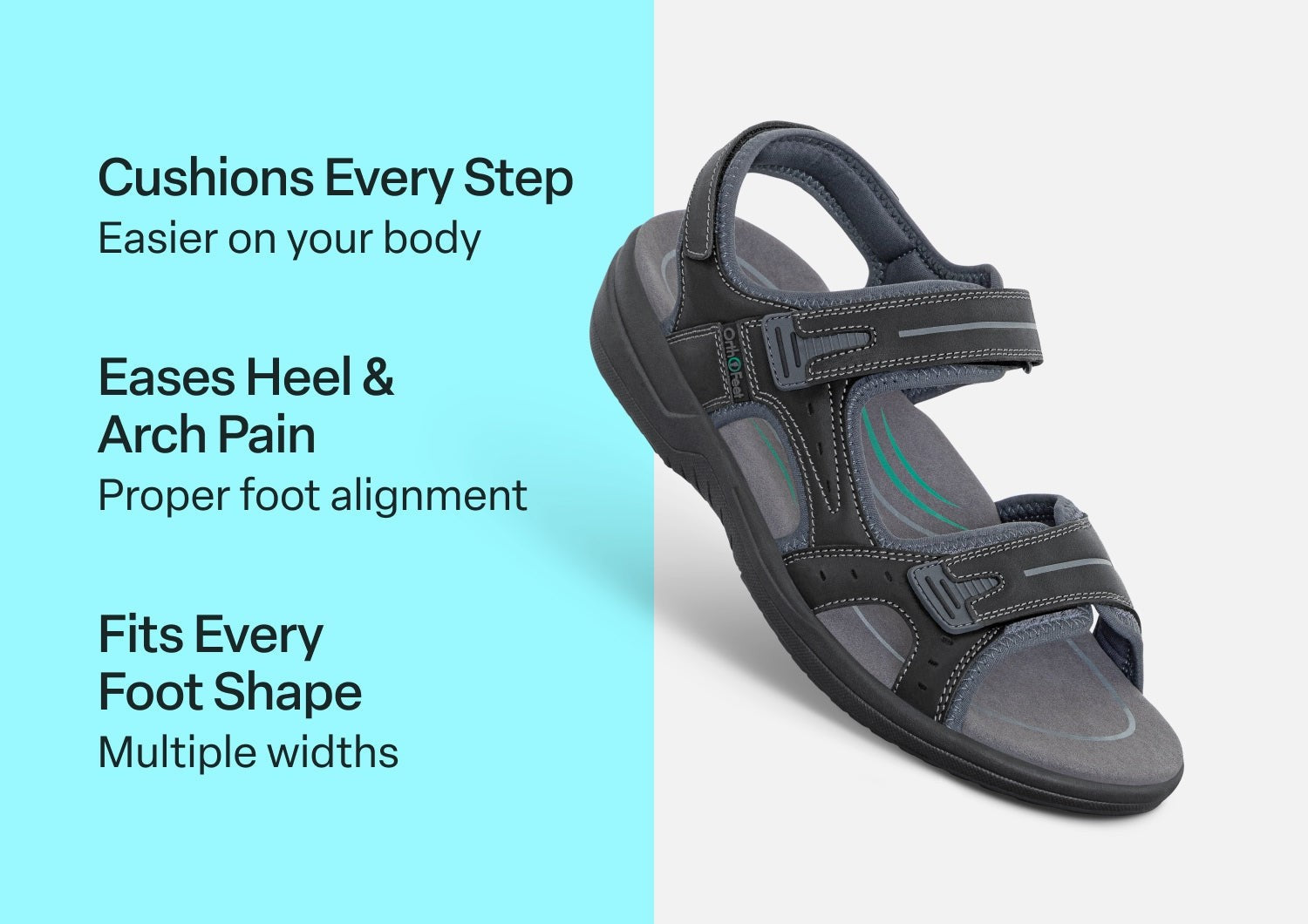 Orthofeet Gemini Adjustable Heel Strap - Black - Comfort Benefits - 3