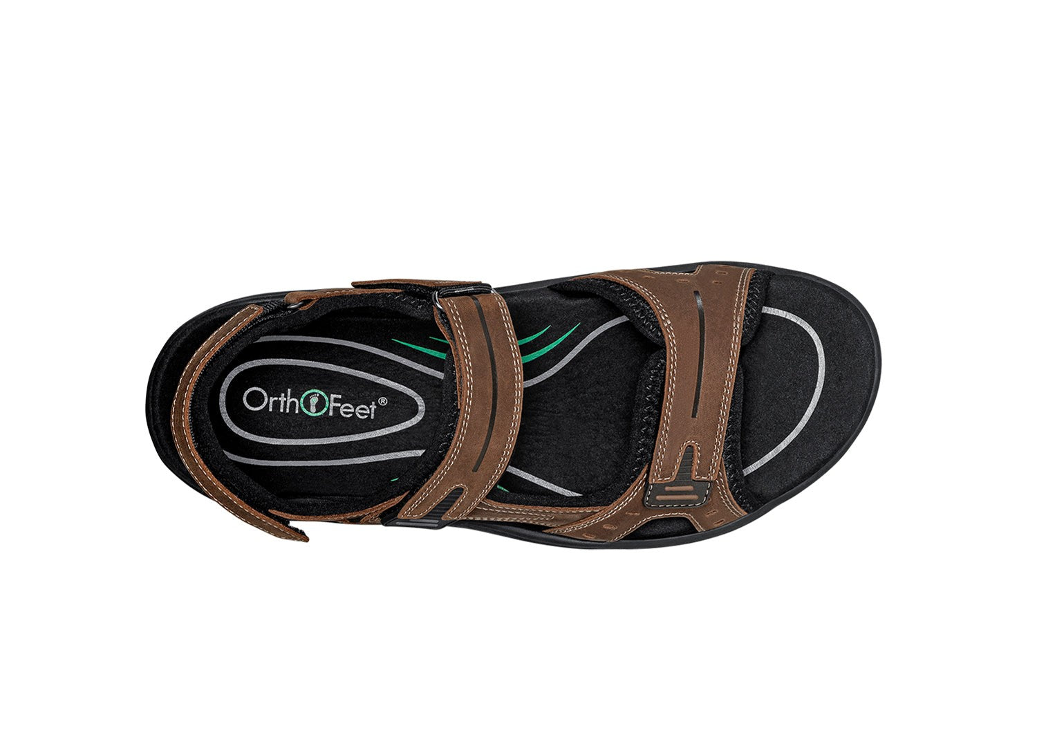 Orthofeet Gemini Adjustable Heel Strap - Brown - Bird's Eye View - 6